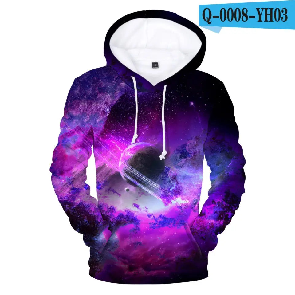 Sudaderas con capucha 3D Classic Popular Purple Sky Male Space Galaxy para hombre/mujer, sudadera de manga larga, jersey casual