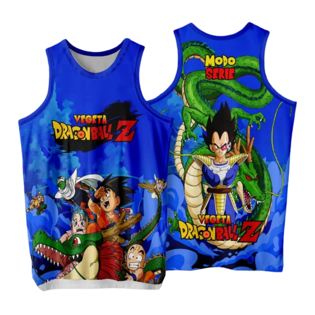 2026 Summer Basketball Vest 9000 Vegeta Battle Suit Dragon Ball Z Anime Tank Top Men's Cosplay Print Gym T-shirt Casual Kid Y2k