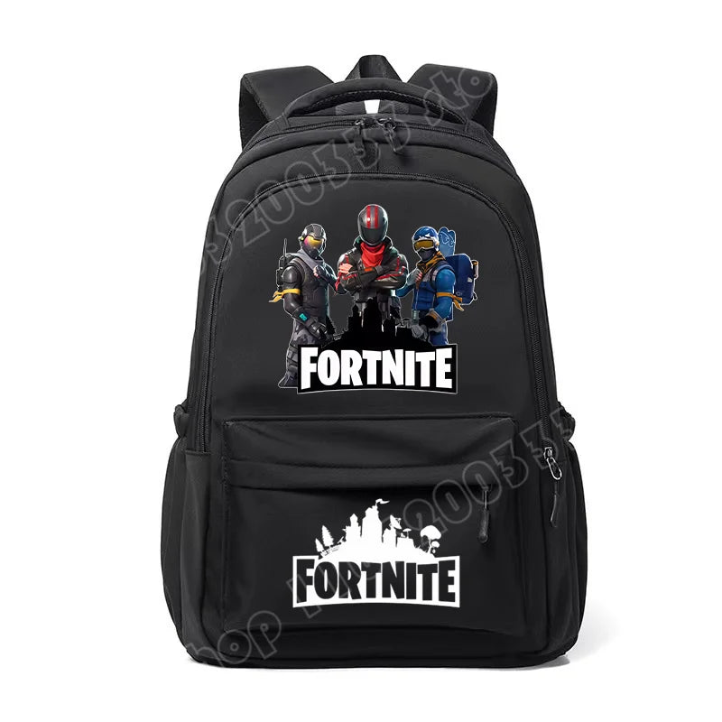 Mochila Fortnite para Crianças, Portátil e de Grande Capacidade, Mala Escolar de Estudante com Estampado Cartoon e Alças de Ombro, Material Escolar para Rapazes, Presente