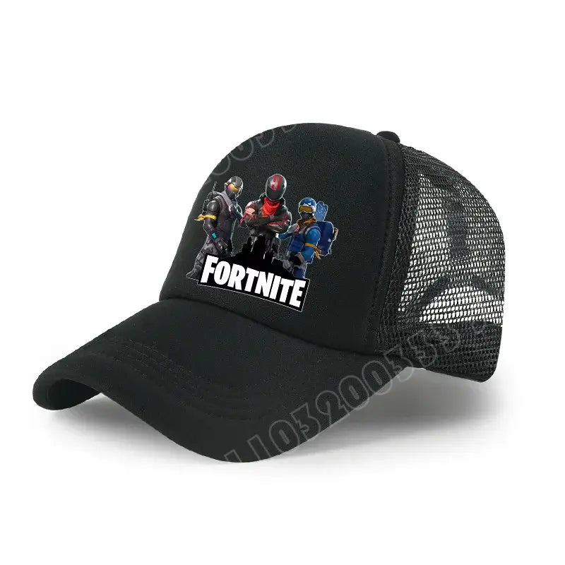 Gorra de béisbol Fortnite con estampado de juego estilo cartoon para niños, gorra de malla transpirable de verano, visera ajustable, regalo de cumpleaños para niños