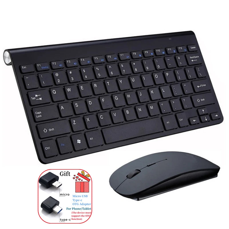 Spanische, hebräische, koreanische und thailändische kabellose Tastatur-Maus-Kombination 2.4G, mini, tragbare kabellose Tastatur und Maus für Windows, Mac und Android
