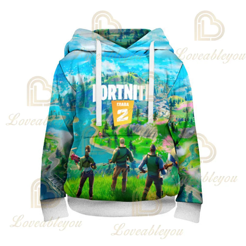Fortnite Hoodie 3D Printed Plus Size Hooded Sweatshirt T-shirt Kids Fashion Streetwear Hoodie Casual Jacket