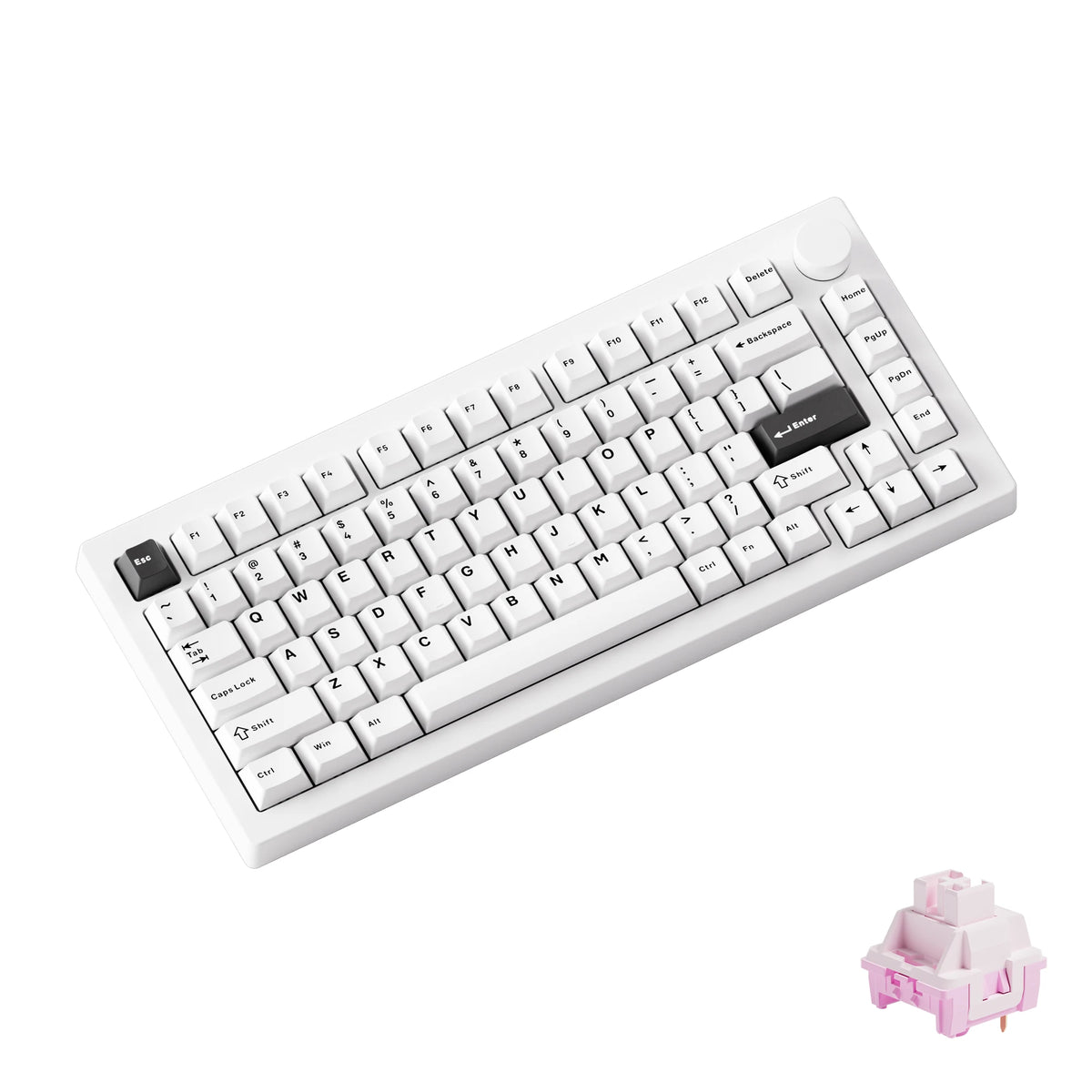 Teclado mecánico gaming AKKO 5075 X Veekos K75 75% RGB, hot swap 3/5 pines, con cable, personalizado, con perilla y gasket