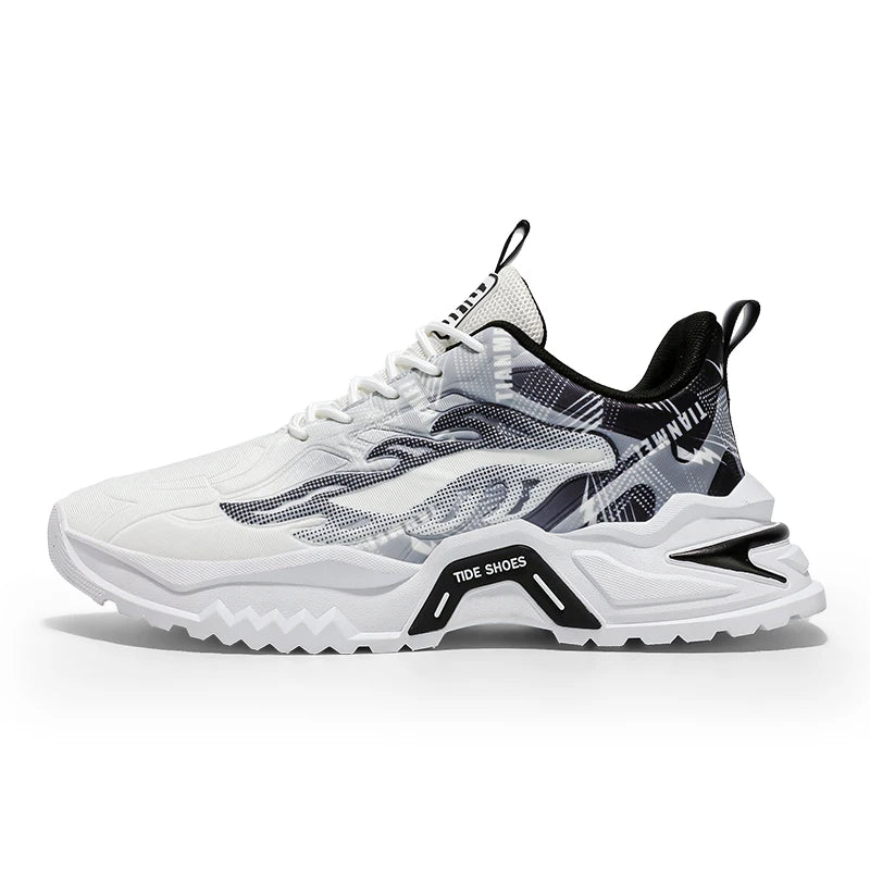 Men's Sports Shoes Fashion Lace-Up Versatile Non-Slip Thick Soled Teenagers Daily Wear Comfortable Casual Running Shoes for Men