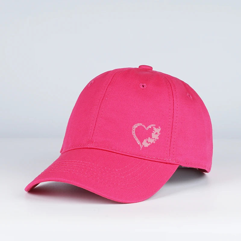 Butterfly Heart Print Baseball Cap Adjustable Unisex Gift For Girlfriend & Romantic Lovers