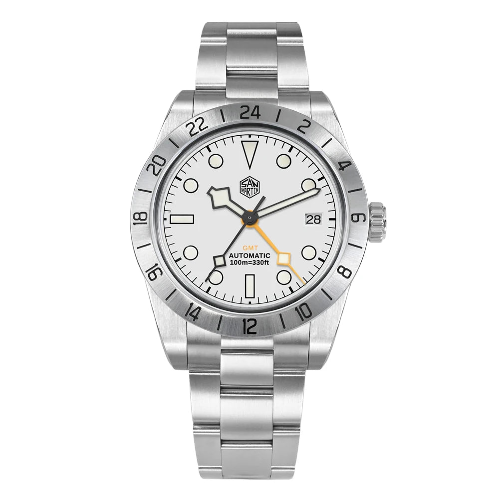 San Martin Neue 39mm NH34 BB GMT Automatikuhr, mechanische Sportuhr, Saphirglas, Leuchtanzeige, wasserdicht bis 100m, für Herren, Relogio SN0054