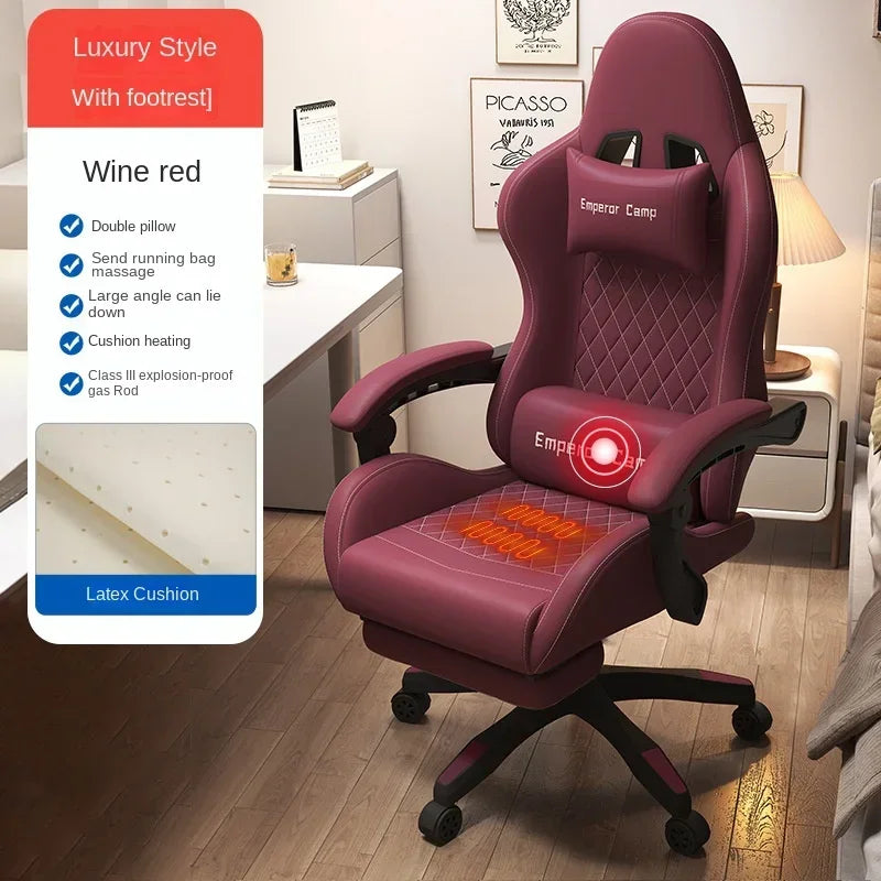 Cadeira Gaming Hestora em Couro PU Grande e Alta, Ergonómica, de Encosto Alto, para Computador, com Apoio para os Pés, Massagem e Suporte Lombar para Adultos