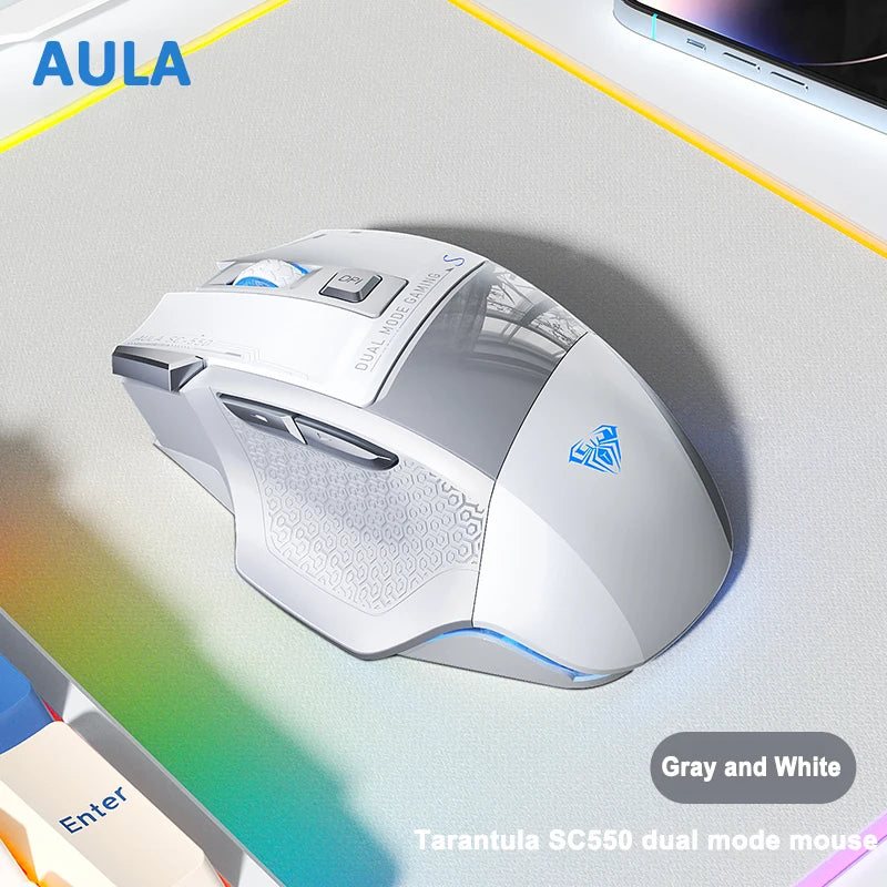 Ratón gaming AULA SC550 2.4G inalámbrico con macro, retroiluminación RGB, diseño ergonómico, ratón e-sports, accesorios para PC