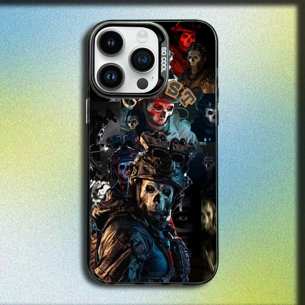 COD Call Of Duty G-Ghost Phone Case For iPhone 16,15,14,13,12,11,Mini,Pro,SE,MAX Gray Matte Silicone Black Cover