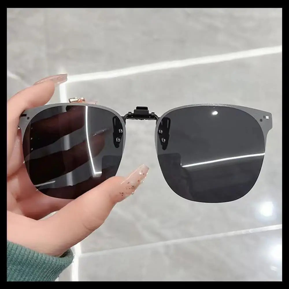 New Arrival Polarized Flip-up Clips Sunglasses for Myopia glasses, Retro Big Size Square Al-Mg glass Clip-on Sunglass Clip C3167