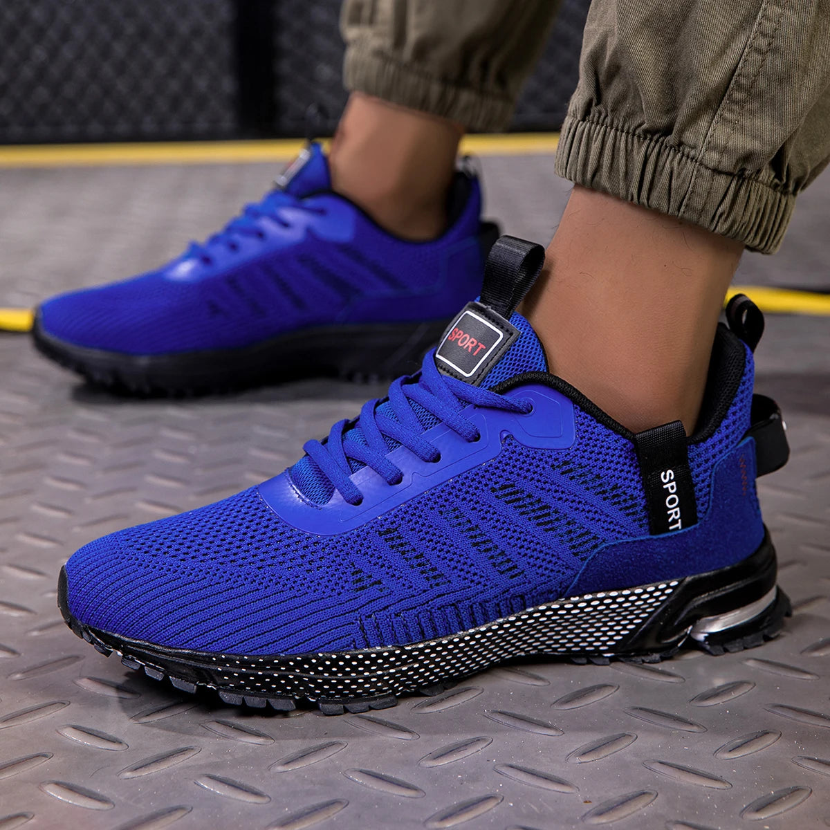 Men's Running Shoes, Lightweight Breathable Jogging Sport Shoes, Male Lace-up Fashion Comfort Non-Slip Casual Sneakers for Men