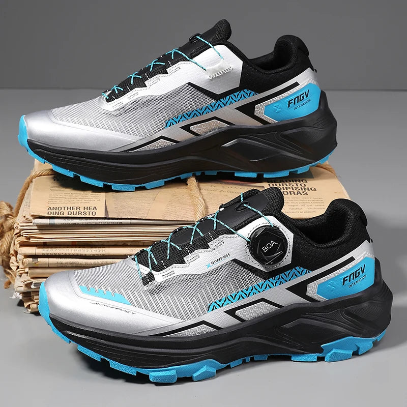 Spring & Summer Men's Running Shoes Outdoor Hiking, Wear-Resistant Trail Shoes with BOA Closure, Breathable Sports & Casual Style