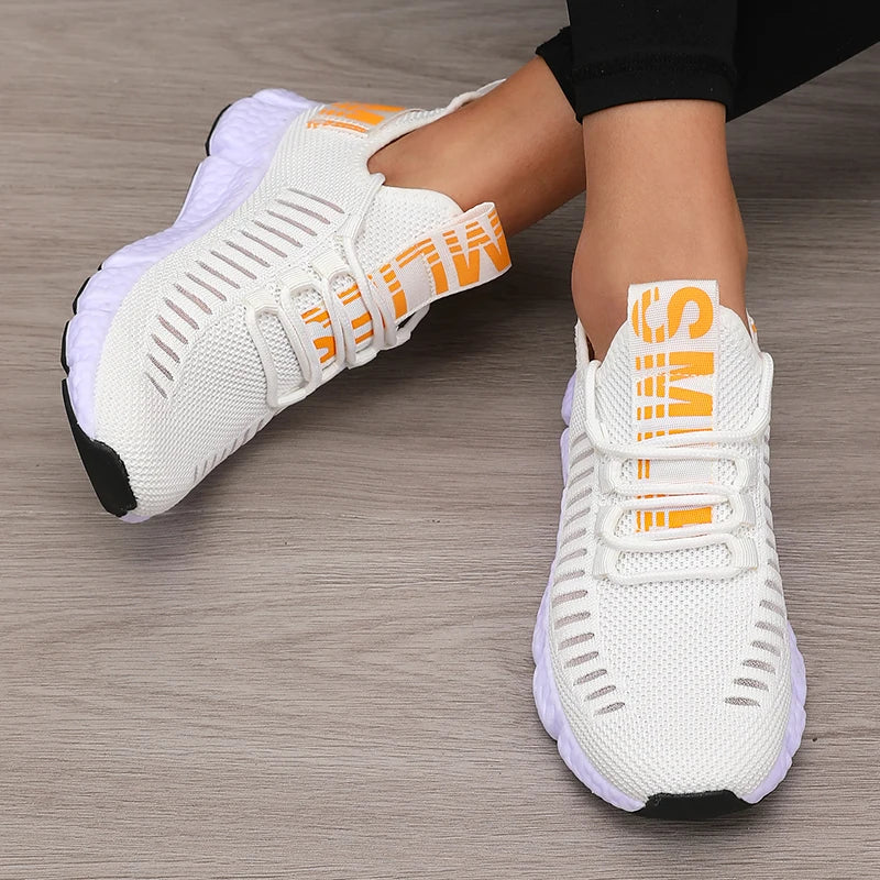 Women’s Sports Shoes Mesh Lightweight Soft Sole Jogging Strap Breathable Fashion Sports Walking Casual Tennis Flat Shoes for Men
