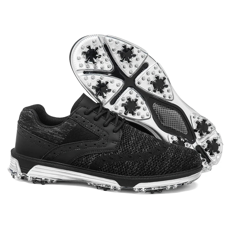 LiXingMing Golf Shoes Men Gray Large Size Up to 48# Breathable Cleats Golf Sport Shoes Teenager Training Golf Coach Sneakers