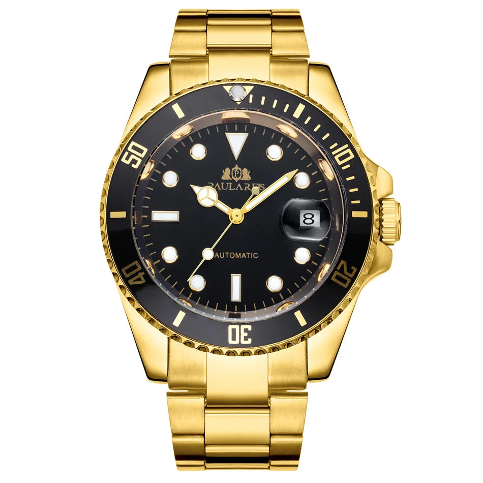 High Quality Automatic Mechanical Watch for Men Stainless Steel Red Dial Date Strong Luminous Luxury Men's Watch