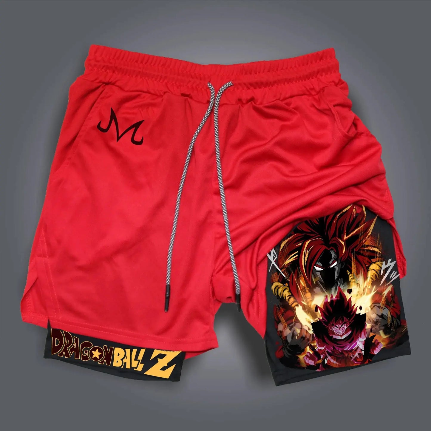 Dragon Ball Goku & Gogeta Print 2026 Summer Double-Layer Shorts Quick Dry Men's Fitness Running Loose Plus Size Y2k