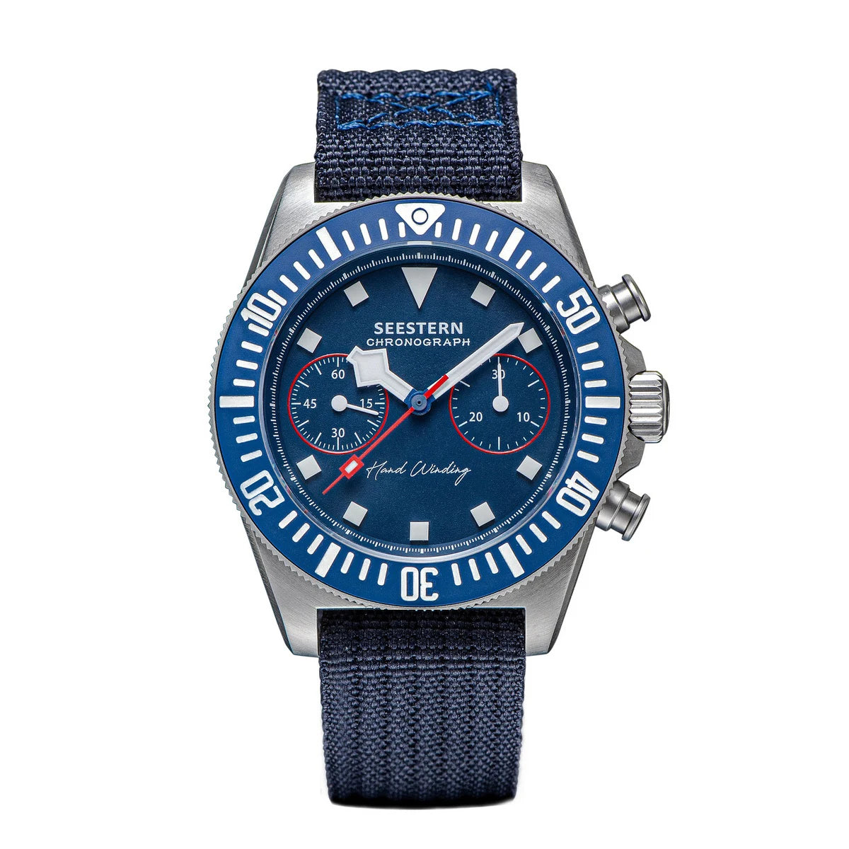 SEESTERN cronógrafo para hombre, reloj mecánico con movimiento Tianjin ST1901, cristal de zafiro, correa de nailon con velcro, esqueleto luminoso