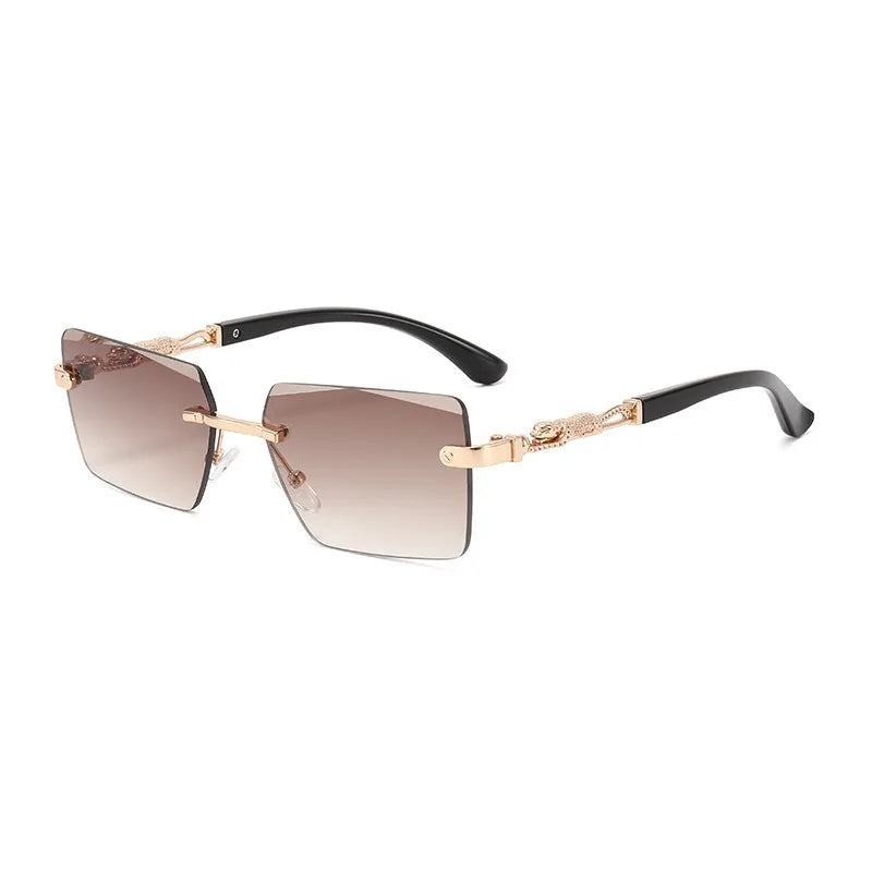 Fashion Rimless Rectangle Sunglasses Women Men Luxury Brand Shades Square Sun Glasses Female Male Beach Travel Eyewear