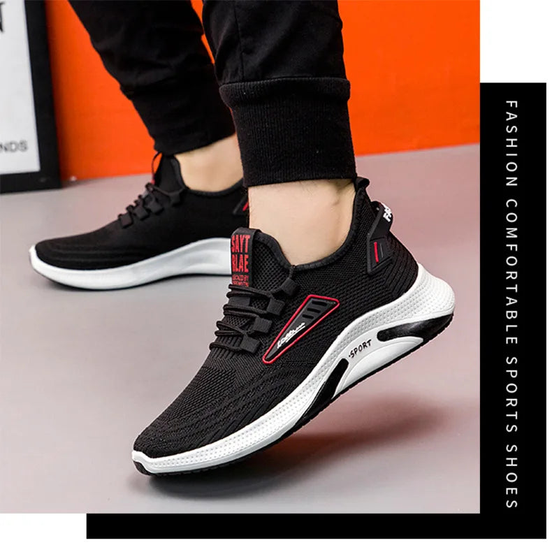 Hot Sale Of The Season New Men's Running Shoes Breathable Lightweight Knitted Lace-Up Sports Sneakers Fashionable Korean Styl...