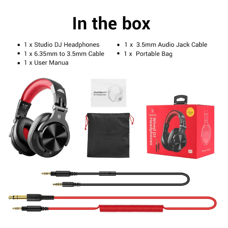 Cuffie OneOdio A71 cablate over-ear HiFi Studio DJ con microfono – Headset gaming professionale per monitoraggio con bassi profondi