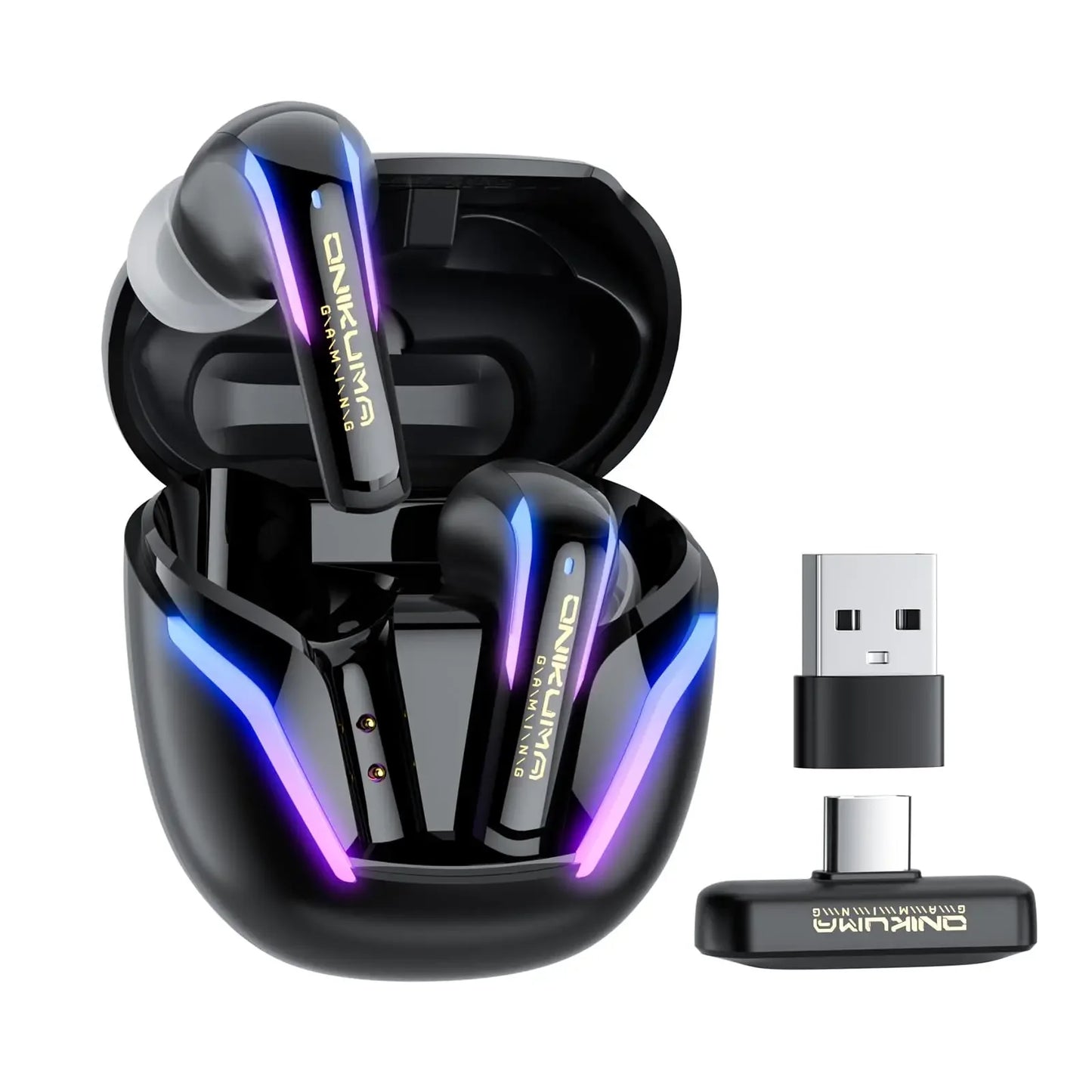 ONIKUMA T27 Wireless Earbuds Dual-mode Headset Independent Connection with Touch Control 2.4GHz Low Latency Stereo Bluetooth