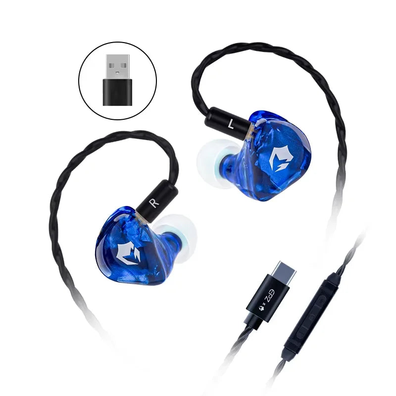 EPZ G10 kabelgebundene HiFi-Gaming-Ohrhörer – Type-C & 3.5mm In-Ear-Monitor-Kopfhörer mit DAC, Geräuschisolierung, abnehmbarem Kabel & Mikrofon