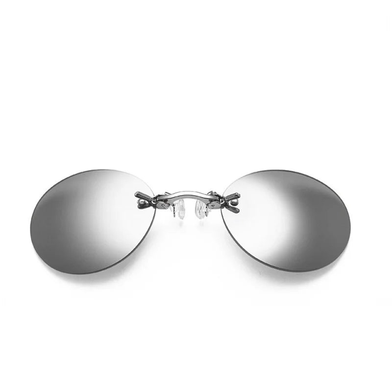 New Round Rimless Sunglasses Men Matrix Morpheus Men's Classic Clamp Nose Glasses Mini Frameless Brand Design Glasses UV400