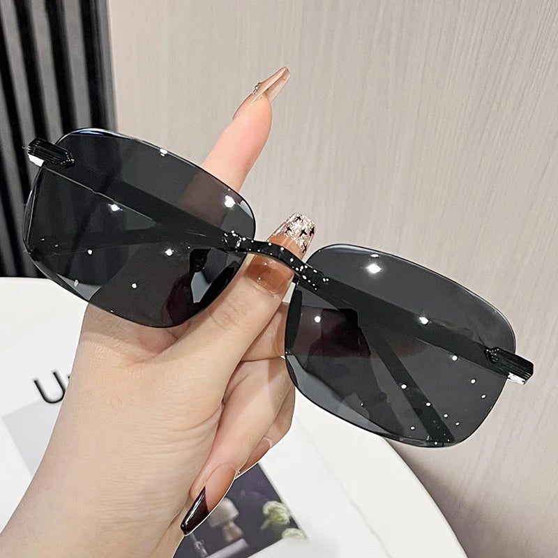 Classic Rimless Sunglasses Men Square Frame Sun Glasses Ultralight Male Driving Eyewear UV400 Goggles Retro Shades Oculos de sol