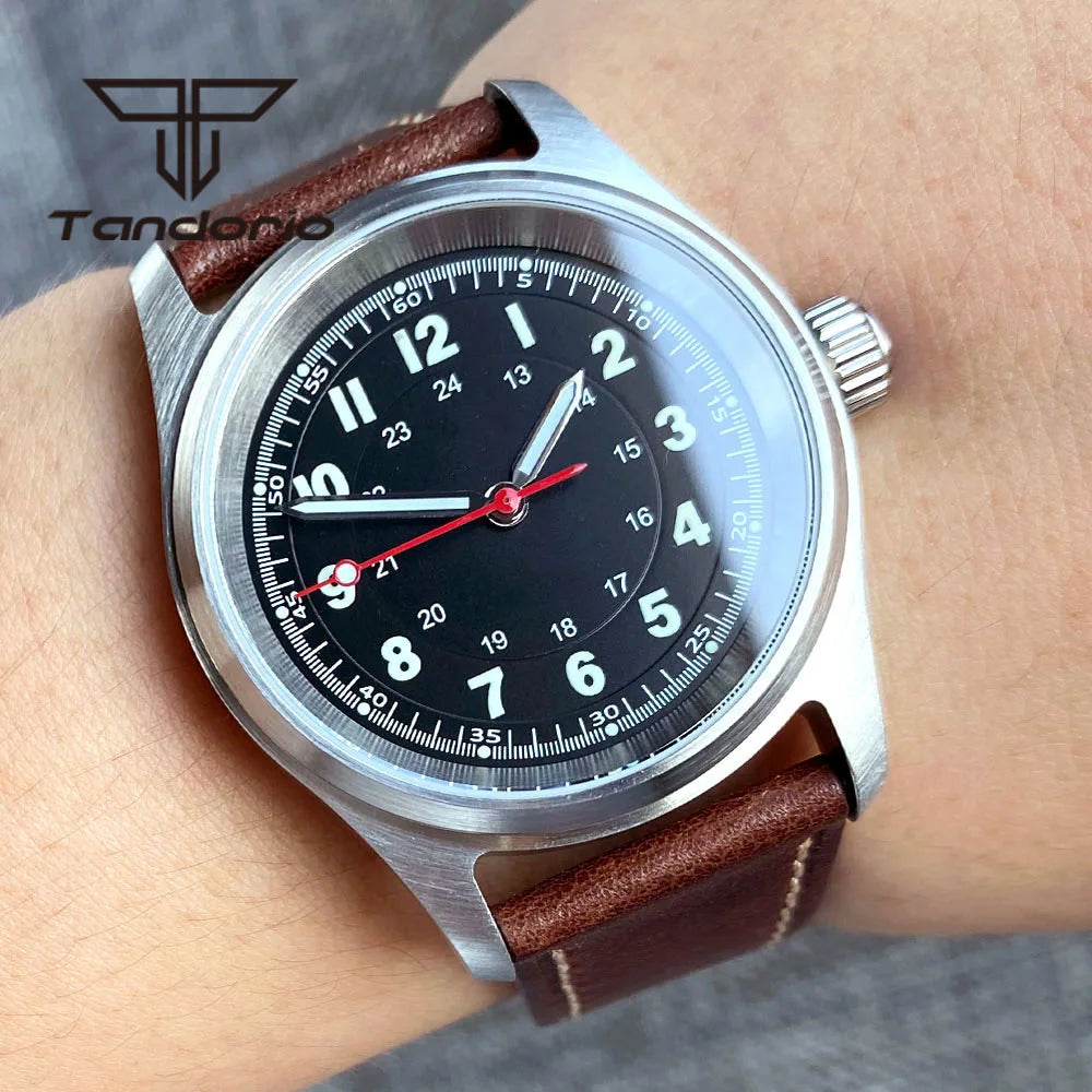 Tandorio 36mm Fashion 20BAR automatische Taucher- und Pilotenuhr für Herren und Damen, NH35/PT5000/Miyota8215 Uhrwerk, Saphir-Armbanduhr, grüne Leuchtmasse