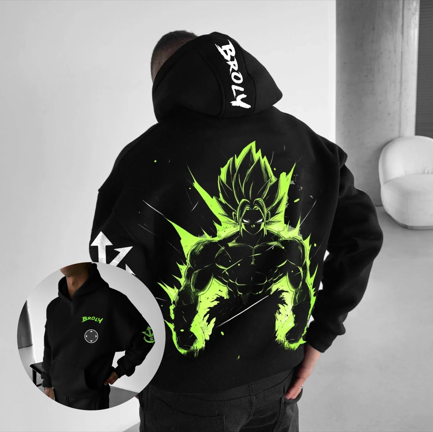 Sweat à capuche de ginásio retro Dragon Ball outono/inverno 2026 100% algodão com estampado Broly, oversized, streetwear fitness para homens, mulheres, adultos e crianças