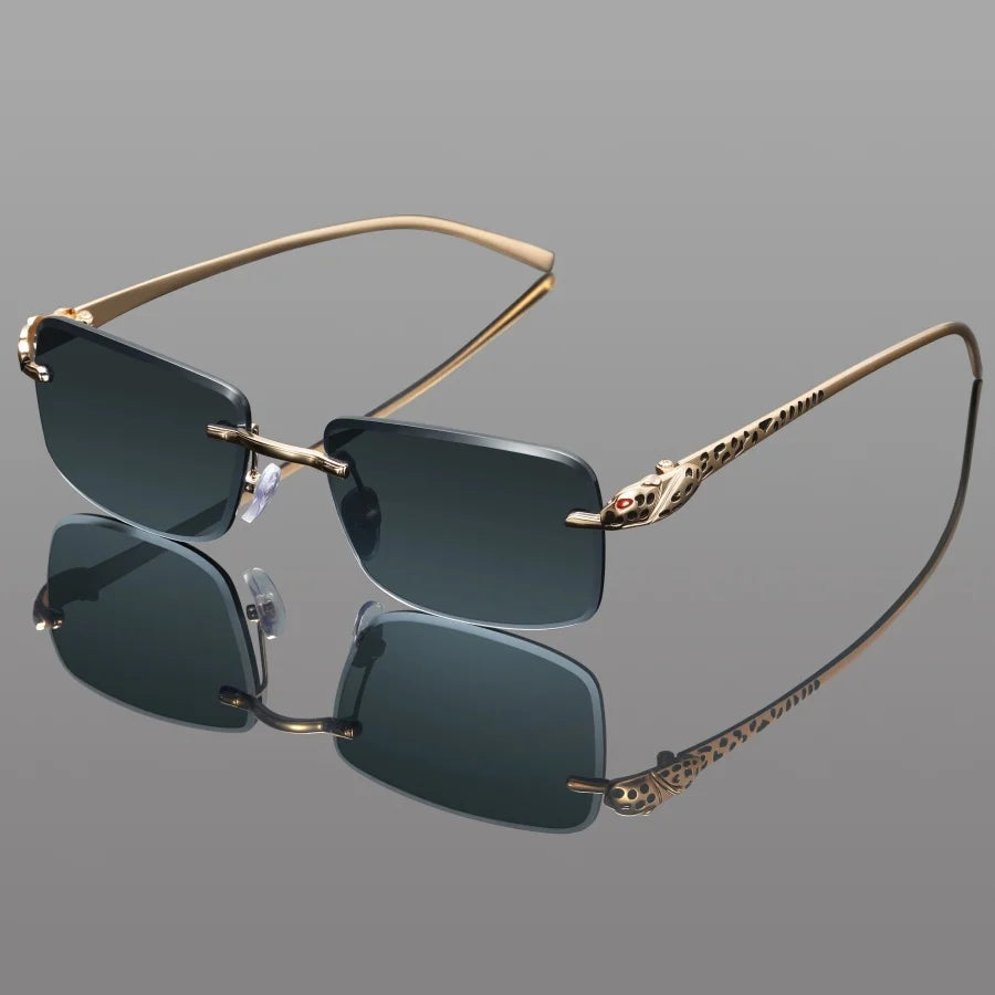 Fashion Rimless Rectangle Sunglasses Women Gradient Y2K Sun Glasses Shades Men