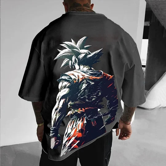 2026 Summer Dragon Ball Retro High Quality Cotton Men's T-shirt with Super Large Goku Print Unisex Casual Short Sleeve