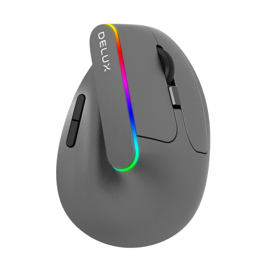 Delux Ergonomic Vertical Mouse Rechargeable Wireless RGB Mouse Bluetooth 2.4G 4000DPI Gaming Silent Mice For Laptop PC