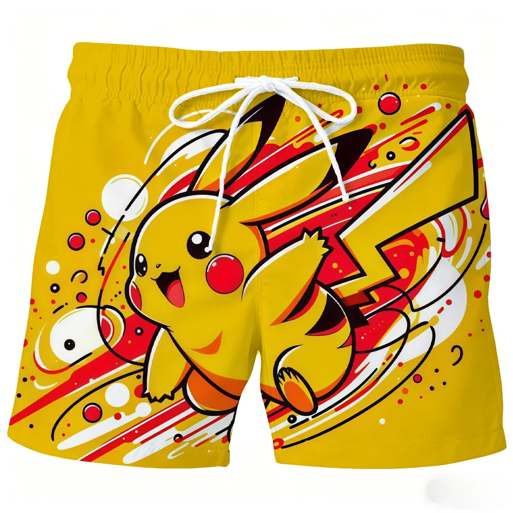 2026 New Pikachu Pokemon Beach Shorts for Men Women Cute Cartoon Graphic Quick Dry Casual Board Short Summer High-quality Trendy