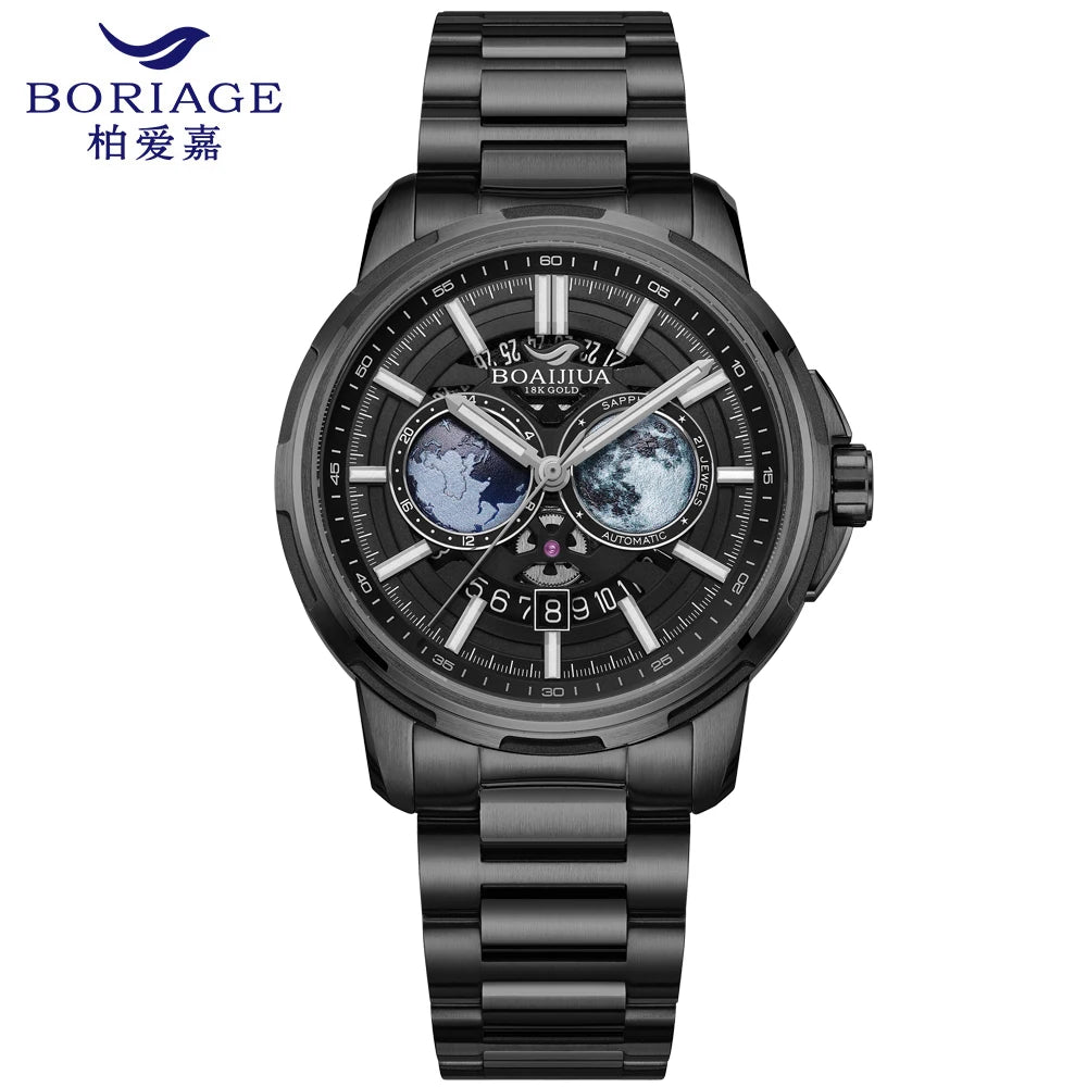 BORIAGE(BOAIJIUA) Automatic Mechanical Watch Creative Starry Sky Watch Water Resistant Mechanical Watches Birthday Gift for Men
