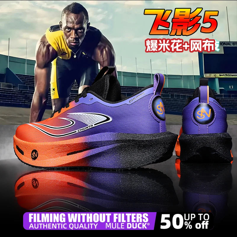 Carbon Plate Sports Running Shoes Marathon Men Breathable Lightweight Women's Comfortable Athletic Non-Slip Chunta Sneakers