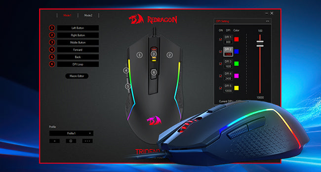 Ratón gaming con cable Redragon M616 RGB 10000 DPI óptico, 6 botones programables, 8 modos retroiluminados y software compatible con configuración DIY de teclas