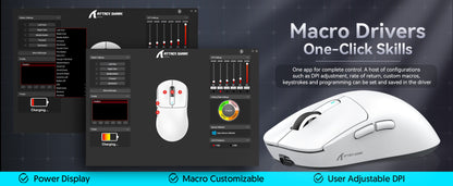 Mouse gaming wireless ATTACK SHARK X3 PixArt PAW3395 49g SUPERLIGHT, BT/2.4G wireless/cablato, 6 DPI regolabili fino a 26000