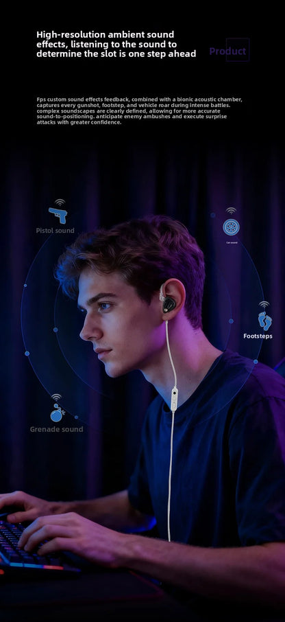 KZ Phantom HiFi Gaming Earphones – Professional Wired In-Ear Gaming Headphones with Custom Tuning Switch, DSP Sound Card, High-Fidelity Audio & Competitive Gaming Sound