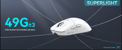 Mouse gaming wireless ATTACK SHARK X3 PixArt PAW3395 49g SUPERLIGHT, BT/2.4G wireless/cablato, 6 DPI regolabili fino a 26000