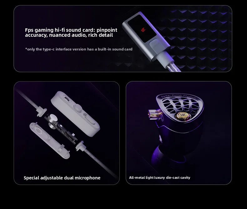 KZ Phantom HiFi Gaming Earphones – Professional Wired In-Ear Gaming Headphones with Custom Tuning Switch, DSP Sound Card, High-Fidelity Audio & Competitive Gaming Sound