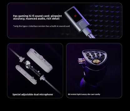 KZ Phantom HiFi Gaming Earphones – Professional Wired In-Ear Gaming Headphones with Custom Tuning Switch, DSP Sound Card, High-Fidelity Audio & Competitive Gaming Sound