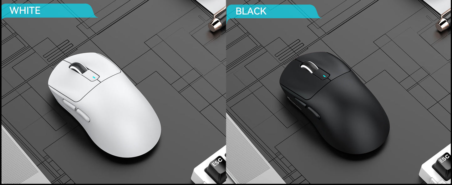 Mouse gaming wireless ATTACK SHARK X3 PixArt PAW3395 49g SUPERLIGHT, BT/2.4G wireless/cablato, 6 DPI regolabili fino a 26000