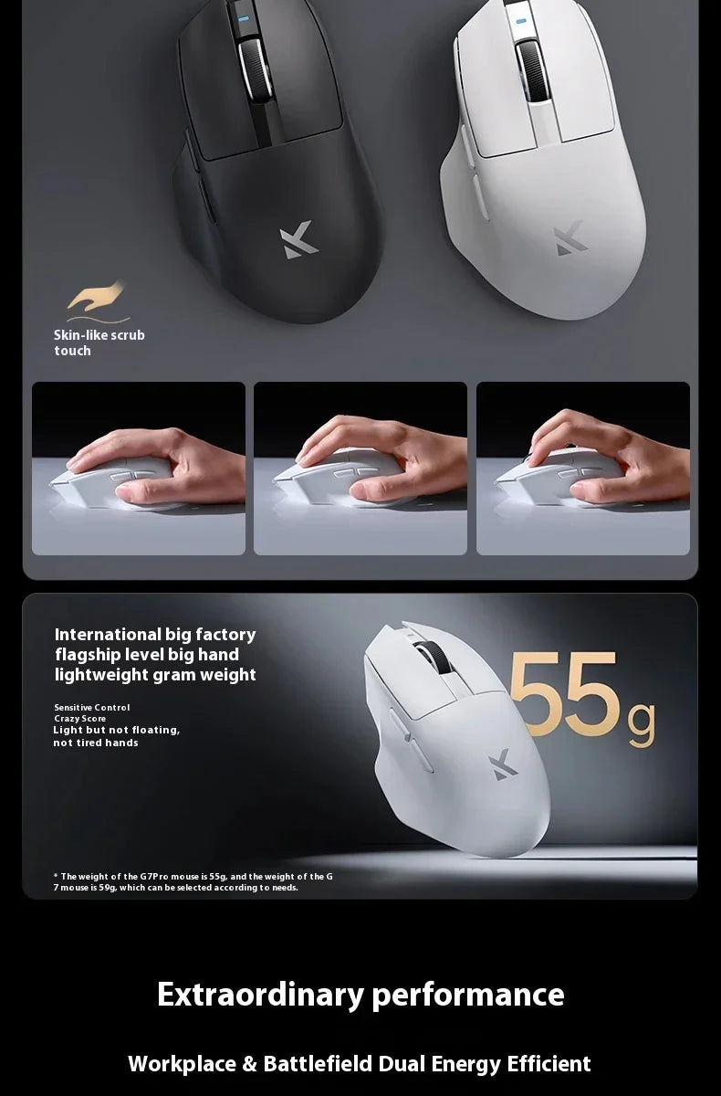 NEW G7 PRO Gaming-Maus, kabellos mit drei Modi, Bluetooth, ergonomisch und leicht, individuell anpassbare PC- und Büro-Gamer-Zubehörmaus