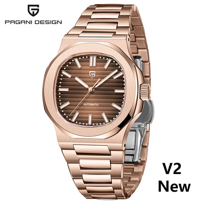 PAGANI DESIGN 2026 Neue luxuriöse Automatikuhr für Herren, mechanische Armbanduhr aus Edelstahl mit Saphirglas, 40MM, Barrel-Zifferblatt