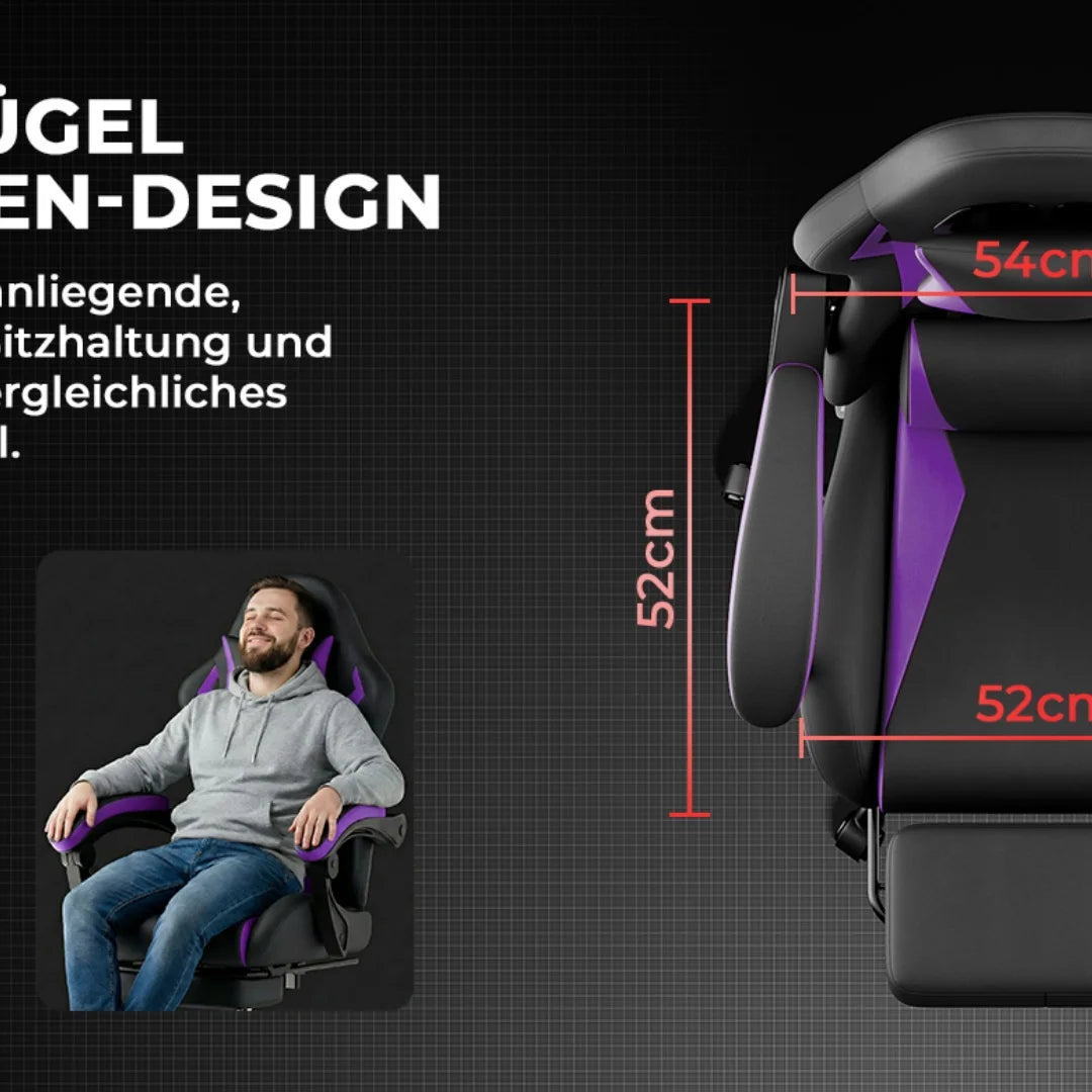 Gaming Chair Ergonomic Gaming Chair with Lumbar Cushion and Headrest, Gamer Chair Height Adjustable, PC Chair for Adults