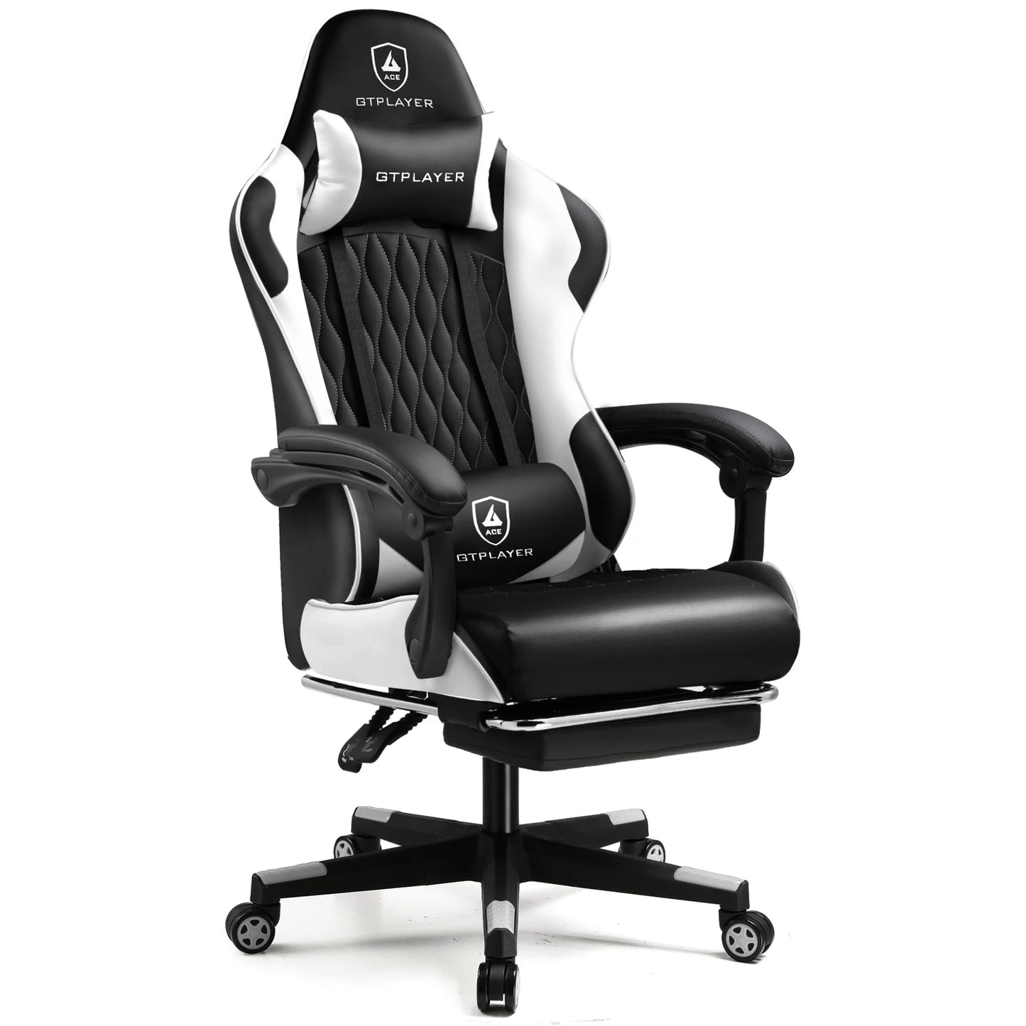 GTPLAYER Sedia da gaming Sedia gamer Sedia da ufficio ergonomica con poggiapiedi, supporto lombare regolabile e cuscini da gaming