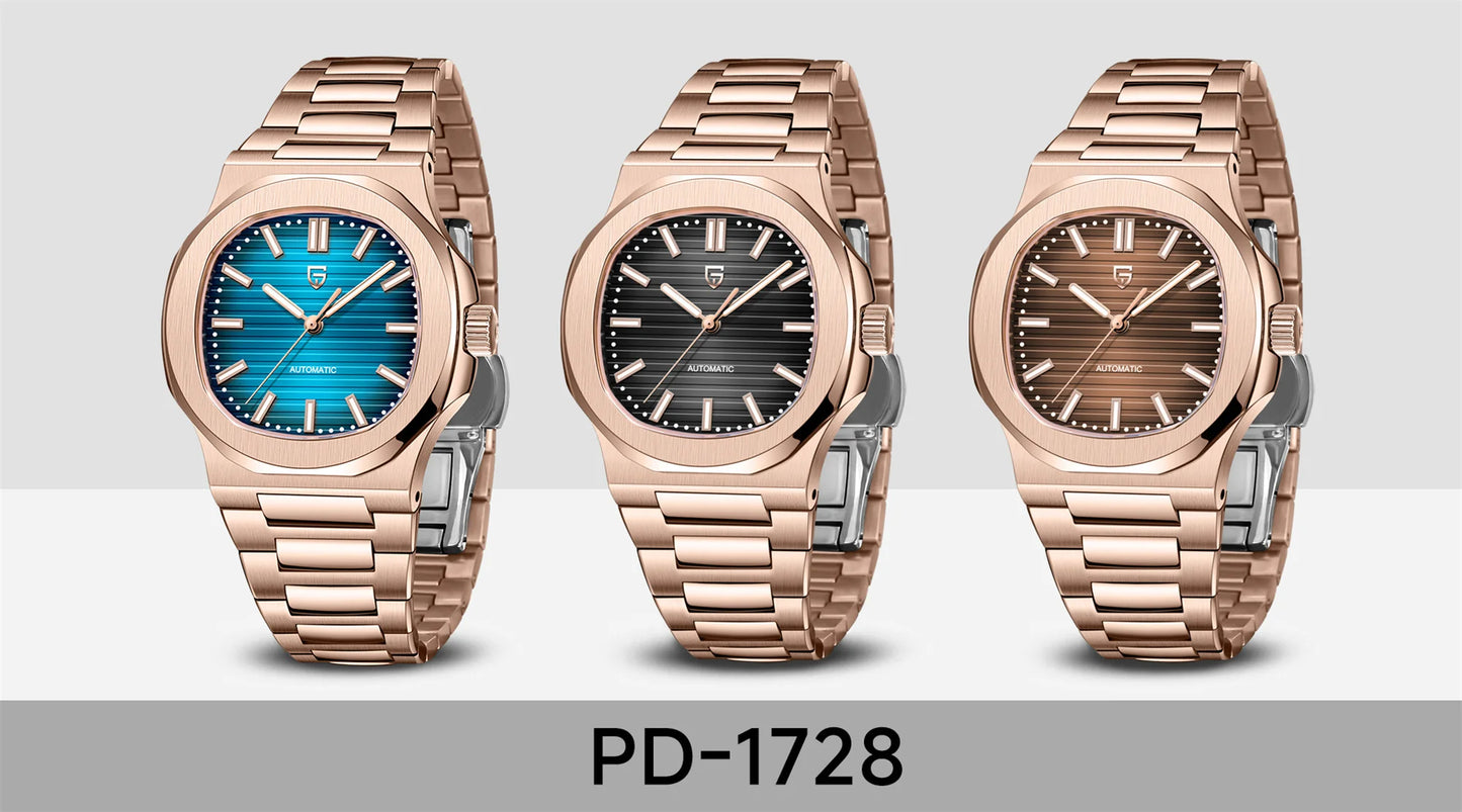 PAGANI DESIGN 2026 Neue luxuriöse Automatikuhr für Herren, mechanische Armbanduhr aus Edelstahl mit Saphirglas, 40MM, Barrel-Zifferblatt