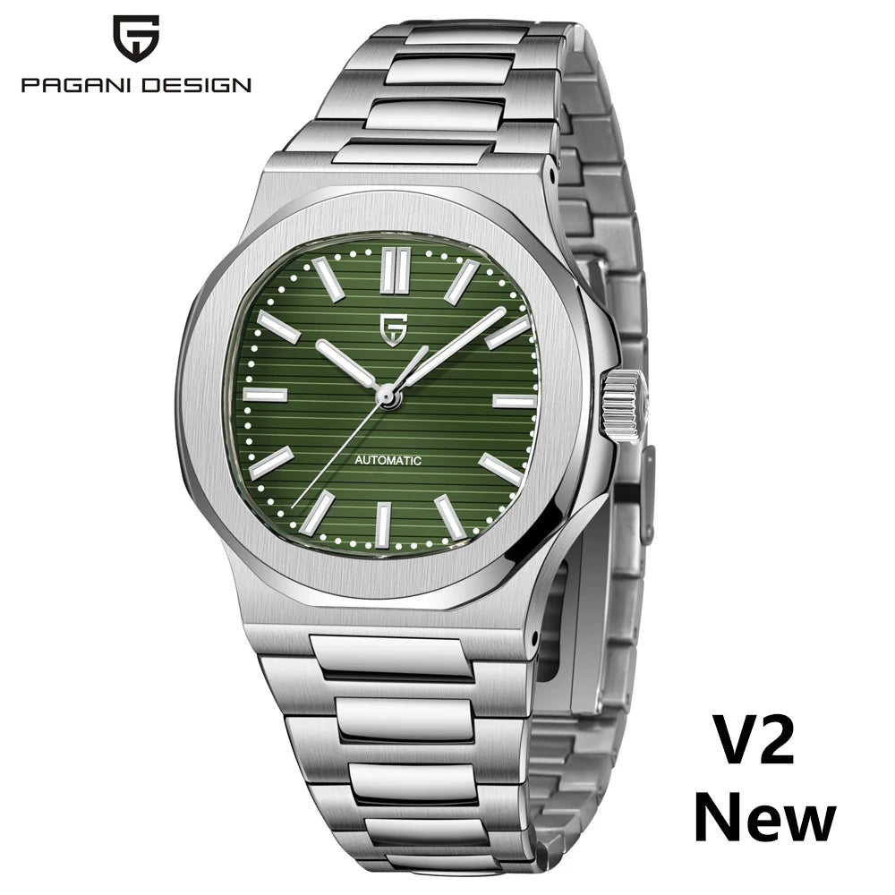 PAGANI DESIGN 2026 Neue luxuriöse Automatikuhr für Herren, mechanische Armbanduhr aus Edelstahl mit Saphirglas, 40MM, Barrel-Zifferblatt