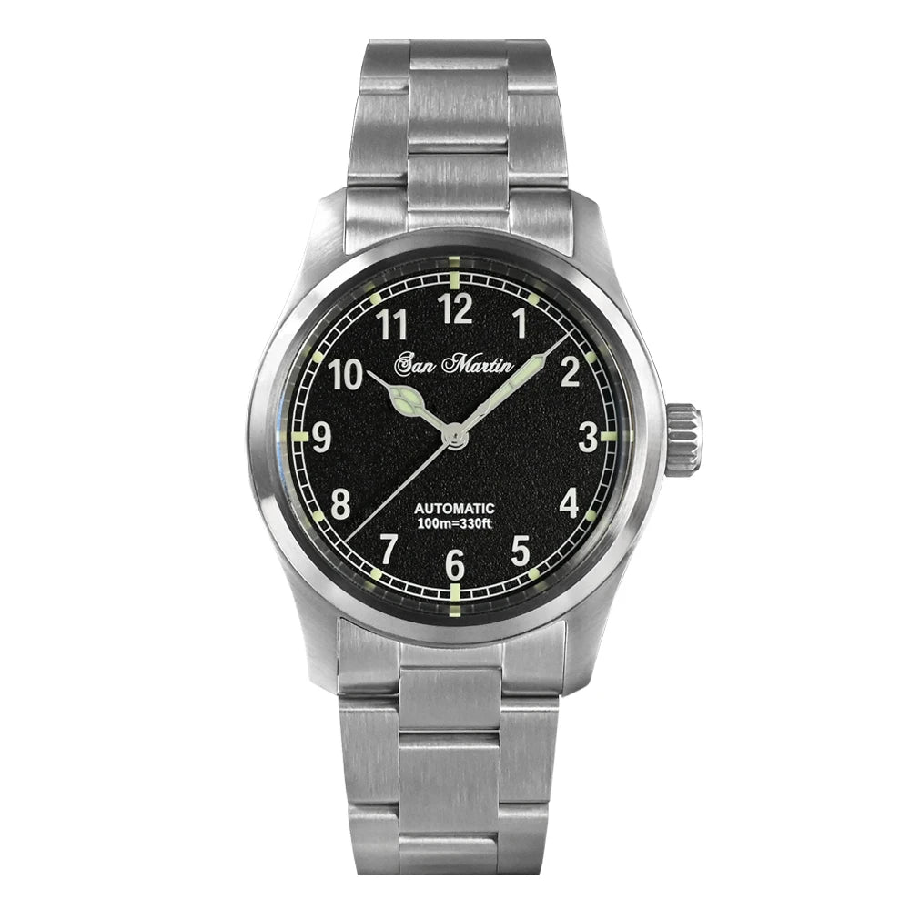 San Martin Simple Men's Watch 37mm Pilot Miyota 8215 Classic Military Explore Automatic Mechanical Watches Waterproof 100m